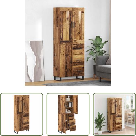 vidaXL Credenza con ripiani -  Credenza Legno vecchio 69,5 x 34 x 180 cm Legno multistrato