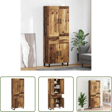 vidaXL Credenza con ripiani -  Credenza Legno vecchio 69,5 x 34 x 180 cm Legno multistrato
