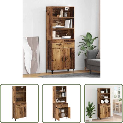vidaXL Credenza con ripiani -  Credenza Legno vecchio 69,5 x 34 x 180 cm Legno multistrato