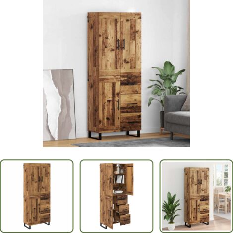 vidaXL Credenza con ripiani -  Credenza Legno vecchio 69,5 x 34 x 180 cm Legno multistrato