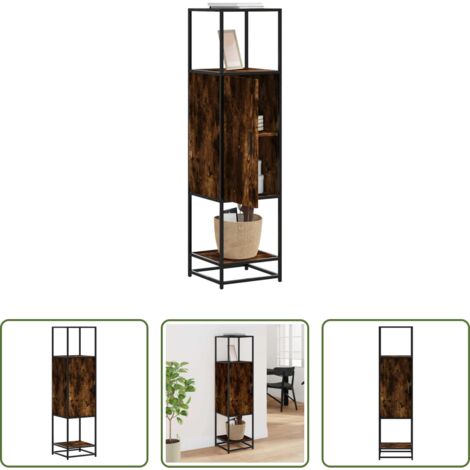 vidaXL Credenza con ripiani -  Credenza Rovere Fumo 35,5x35x139 cm Legno Multistrato Metallo