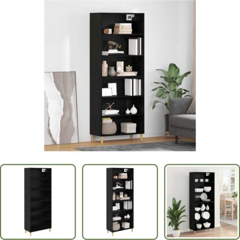vidaXL Credenza con ripiani -  Credenza Rovere Nero 69,5 x 32,5 x 180 cm Legno multistrato