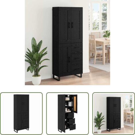 vidaXL Credenza con ripiani -  Credenza Rovere Nero 69,5 x 34 x 180 cm Legno multistrato