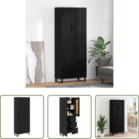 vidaXL Credenza con ripiani -  Credenza Rovere Nero 69,5 x 34 x 180 cm Legno multistrato