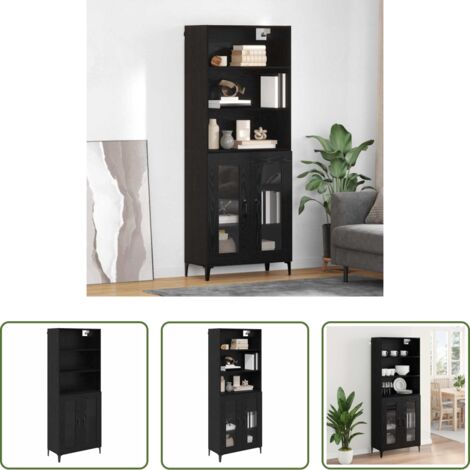 vidaXL Credenza con ripiani -  Credenza Rovere Nero 69,5 x 34 x 180 cm Legno multistrato
