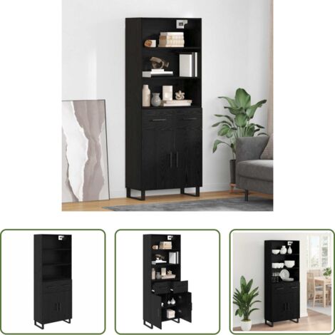 vidaXL Credenza con ripiani -  Credenza Rovere Nero 69,5 x 34 x 180 cm Legno multistrato