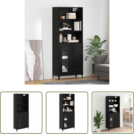 vidaXL Credenza con ripiani -  Credenza Rovere Nero 69,5 x 34 x 180 cm Legno multistrato