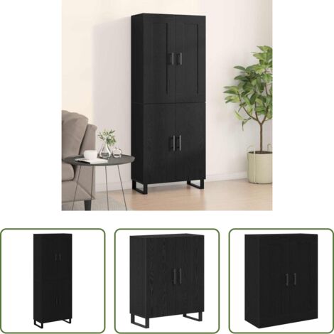 vidaXL Credenza con ripiani -  Credenza Rovere Nero 69,5 x 34 x 180 cm Legno multistrato