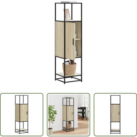 vidaXL Credenza con ripiani -  Credenza Rovere Sonoma 35,5x35x139 cm Legno Multistrato Metallo