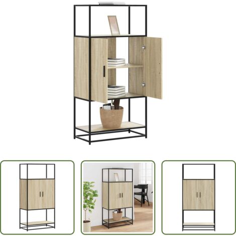 vidaXL Credenza con ripiani -  Credenza Rovere Sonoma 68x35x139 cm Legno Multistrato Metallo