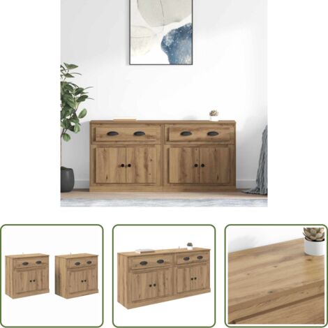 vidaXL Credenza con ripiani -  Sideboards 2 pcs Rovere artigianale 70 x 35,5 x 67,5 cm