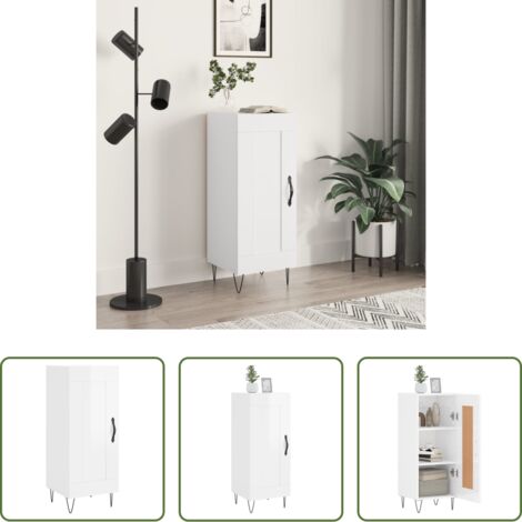 vidaXL Credenza con scomparti -  Credenza Bianco Lucido 34,5x34x90 cm in Legno Multistrato