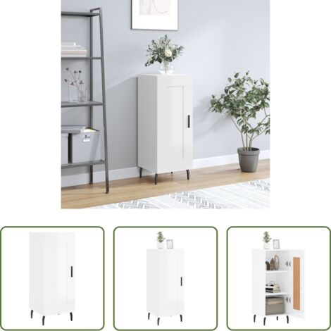 vidaXL Credenza con scomparti -  Credenza Bianco Lucido 34,5x34x90 cm in Legno Multistrato