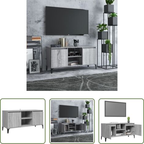 vidaXL Credenza con scomparti -  Mobile TV con Gambe in Metallo Grigio Sonoma 103,5x35x50 cm