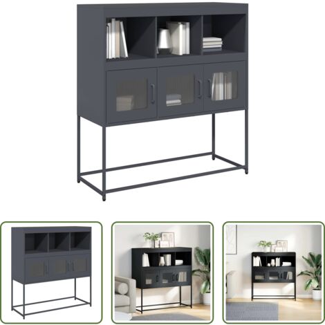 vidaXL Credenza da cucina -  Credenza Antracite 100,5x39x107 cm in Acciaio Laminato a Freddo