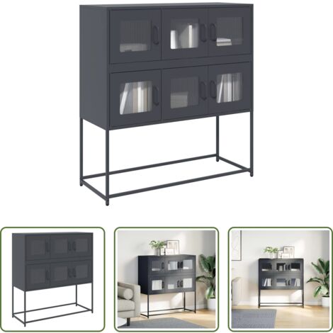 vidaXL Credenza da cucina -  Credenza Antracite 100,5x39x107 cm in Acciaio Laminato a Freddo