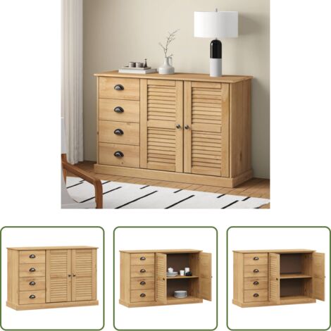 vidaXL Credenza da cucina -  Credenza con Cassetti VIGO 113x40x75 cm Legno Massello di Pino
