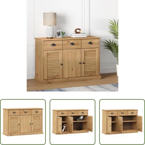 vidaXL Credenza da cucina -  Credenza con Cassetti VIGO 113x40x75 cm Legno Massello di Pino