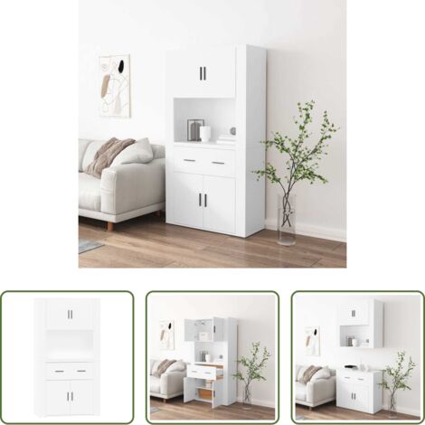 vidaXL Credenza da parete -  Credenza Bianca in Legno Multistrato