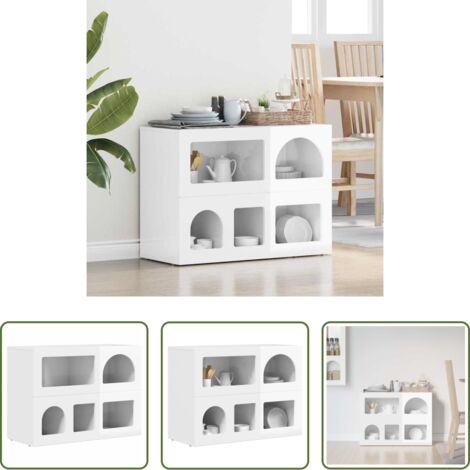 vidaXL Credenza da pranzo -  Credenza Bianco Lucido 80.5 x 35 x 59 cm Legno multistrato