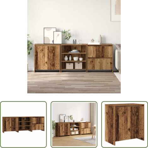 vidaXL Credenza da soggiorno -  Credenza 3 pcs Legno vecchio 70 x 41 x 75 cm Legno multistrato