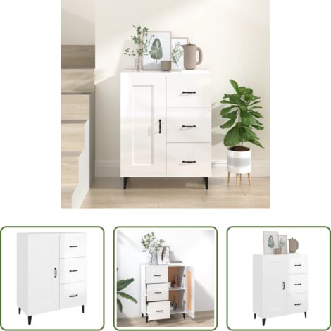 vidaXL Credenza da soggiorno - Credenza 69,5x34x90 cm in Legno Multistrato Bianco Lucido
