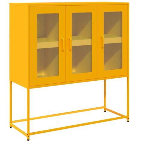 vidaXL Credenza Giallo Senape 100,5x39x107cm Acciaio Laminato Freddo