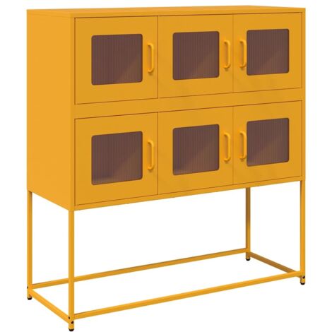 vidaXL Credenza Giallo Senape 100,5x39x107cm Acciaio Laminato Freddo