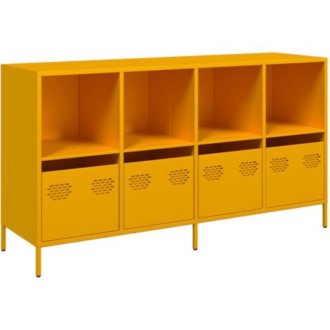 vidaXL Credenza Giallo Senape 135x39x73,5 cm Acciaio Laminato a Freddo