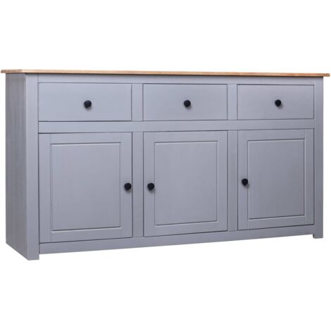 vidaXL Credenza Grigia 135x40x80 cm in Legno Massello di Pino Panama