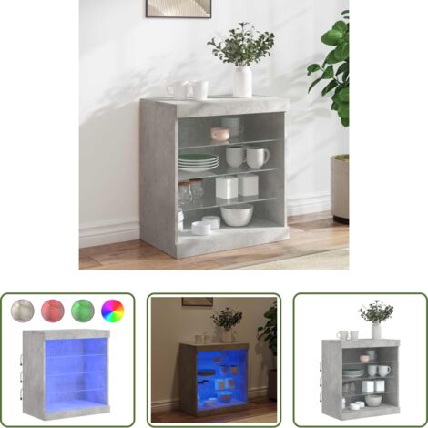 vidaXL Credenza grigia cemento -  Credenza con Luci LED Grigio Cemento 60,5x37x67 cm