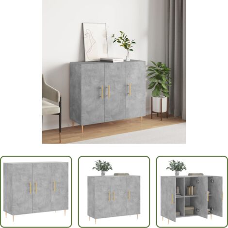 vidaXL Credenza grigia cemento -  Credenza Grigio Cemento 90x34x80 cm in Legno Multistrato
