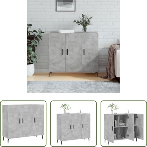 vidaXL Credenza grigia cemento -  Credenza Grigio Cemento 90x34x80 cm in Legno Multistrato