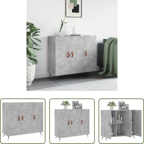 vidaXL Credenza grigia cemento -  Credenza Grigio Cemento 90x34x80 cm in Legno Multistrato