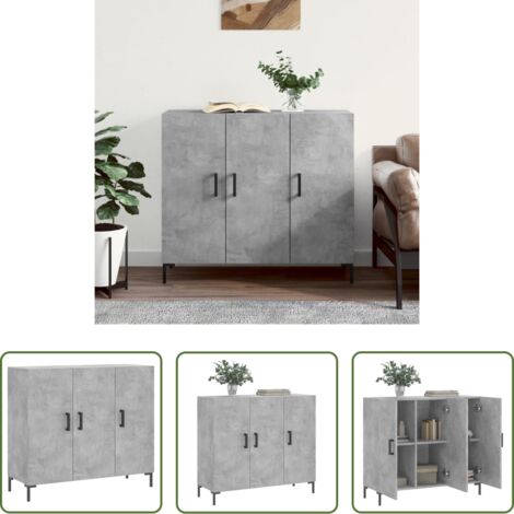 vidaXL Credenza grigia cemento -  Credenza Grigio Cemento 90x34x80 cm in Legno Multistrato