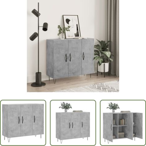 vidaXL Credenza grigia cemento -  Credenza Grigio Cemento 90x34x80 cm in Legno Multistrato