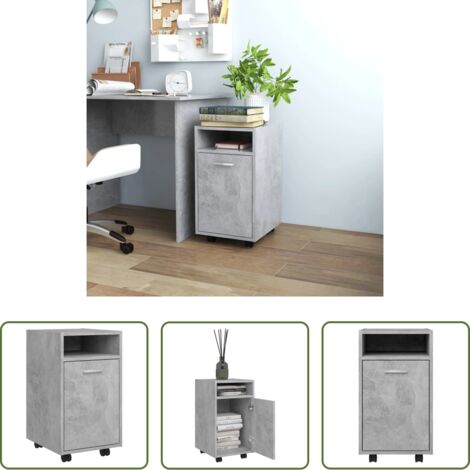 vidaXL Credenza grigia -  Credenza con Ruote Grigio Cemento 33x38x60 cm Legno Multistrato