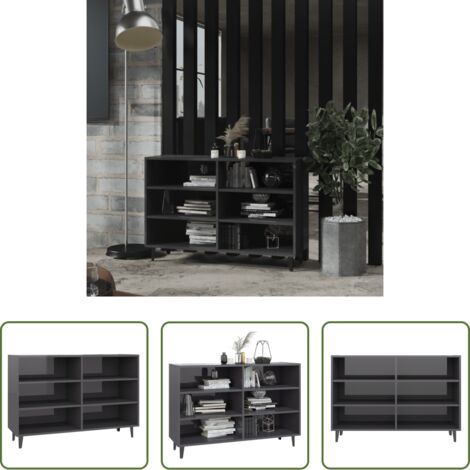 vidaXL Credenza grigia lucida -  Credenza Grigio Lucido 103,5x35x70 cm in Legno Multistrato
