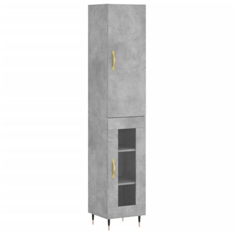 vidaXL Credenza Grigio Cemento 34,5x34x180 cm in Legno Multistrato