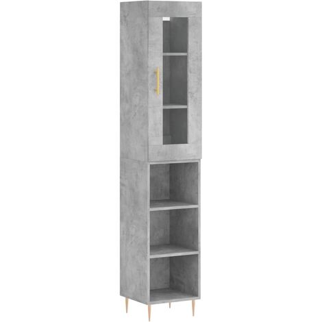 vidaXL Credenza Grigio Cemento 34,5x34x180 cm in Legno Multistrato