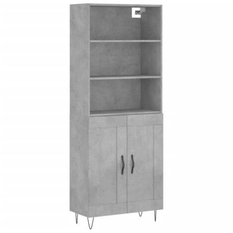 vidaXL Credenza Grigio Cemento 69,5x34x180 cm in Legno Multistrato