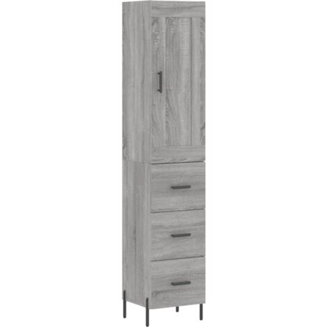 vidaXL Credenza Grigio Sonoma 34,5x34x180 cm in Legno Multistrato
