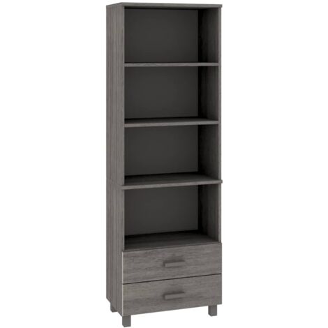 vidaXL Credenza HAMAR Grigio Chiaro 60x35x180cm Legno Massello di Pino