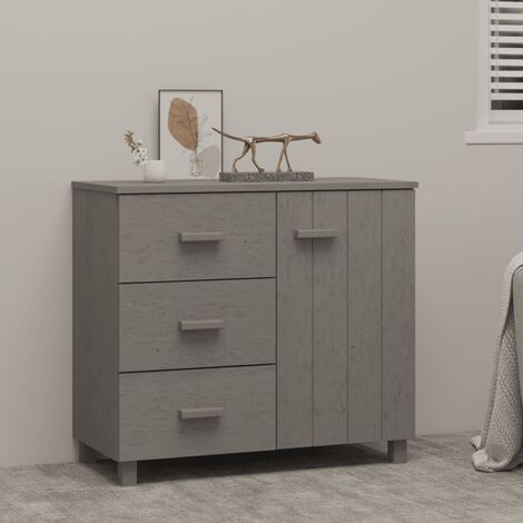 vidaXL Credenza HAMAR Grigio Chiaro 90x40x80 cm Legno Massello di Pino