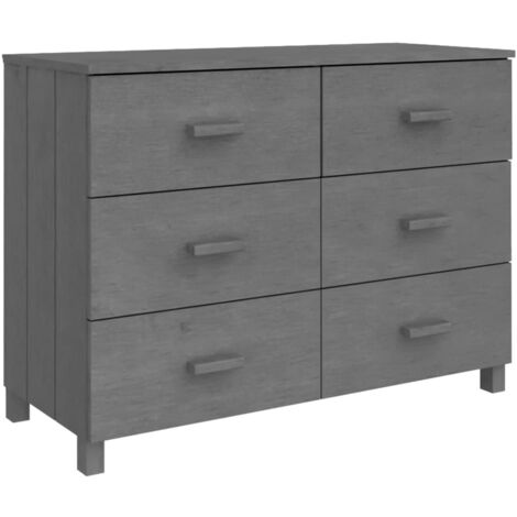 vidaXL Credenza HAMAR Grigio Scuro 113x40x80 cm Legno Massello di Pino