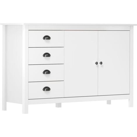 vidaXL Credenza Hill Bianca 130x40x80 cm in Legno Massello di Pino