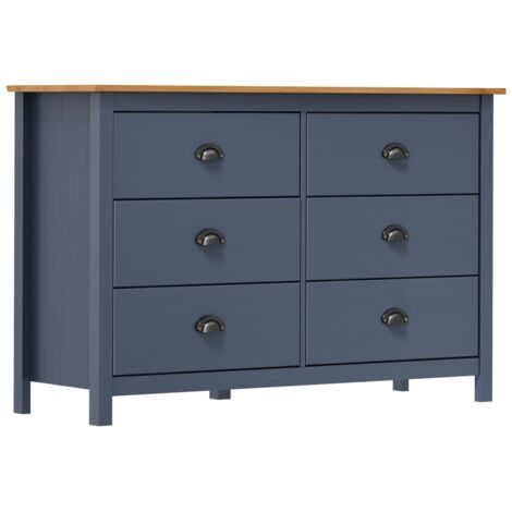 vidaXL Credenza Hill Grigia 125x40x80 cm in Legno Massello di Pino