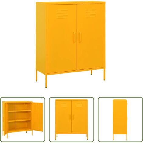 vidaXL Credenza in acciaio -  Armadietto Giallo Senape 80x35x101,5 cm in Acciaio