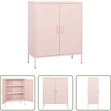 vidaXL Credenza in acciaio -  Armadietto Rosa 80x35x101,5 cm in Acciaio
