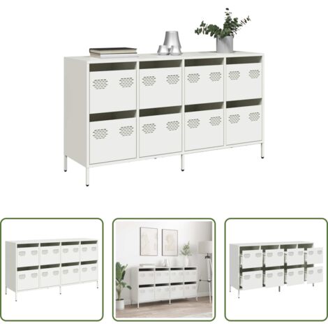vidaXL Credenza in acciaio freddo -  Credenza Bianca 135x39x73,5 cm in Acciaio Laminato a Freddo